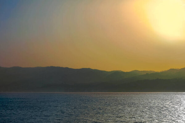 sunset over the Ionian sea of Sicilia