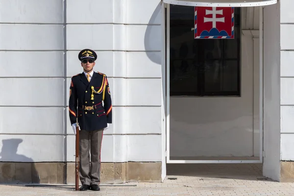 Bratislava Slovacchia Settembre 2018 Soldato Slovacco Élite Davanti Palazzo Grassalkovich — Foto Stock