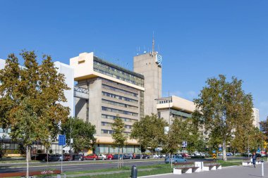 Novi Sad, Sırbistan - 31 Ağustos 2020: Elektroprivreda Srbije EPS Novi Sad 'daki kamu elektrik kuruluşu
