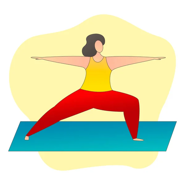 Girl Doing Yoga Vector Flat Illustration — Stock Vector