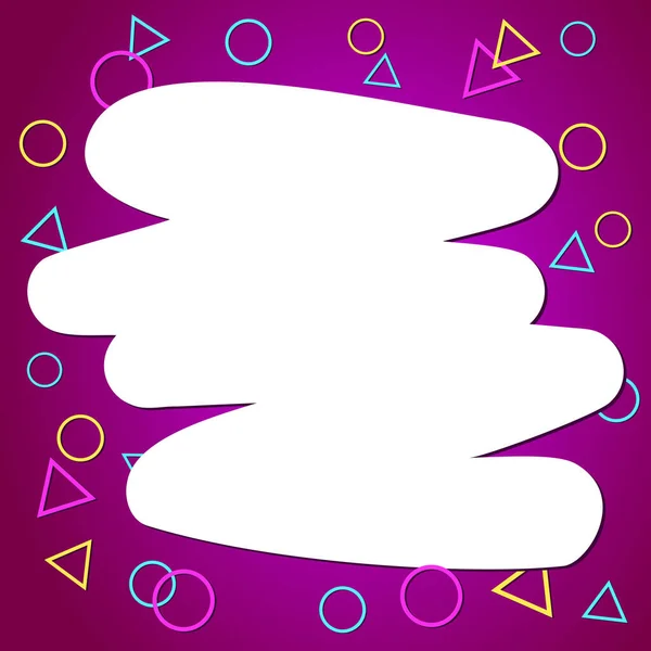 Vektör arkaplan, metin için yeri olan pankart. Beyaz noktalı ve çok renkli şekilli soyut arkaplan.