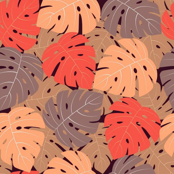 Canavar yapraklı kusursuz bir desen. Tropikal vektör arkaplanı