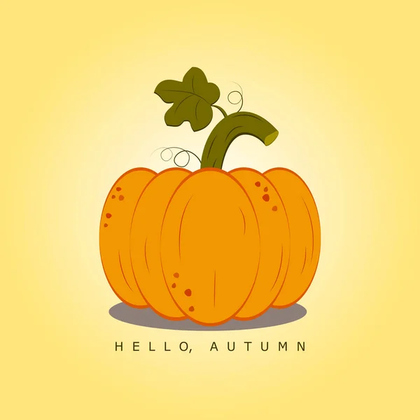 Merhaba sonbahar çizgi filmi, turuncu balkabağı. Vektör çizimi. Ekim hasat geçmişi. Sonbahar sezonu