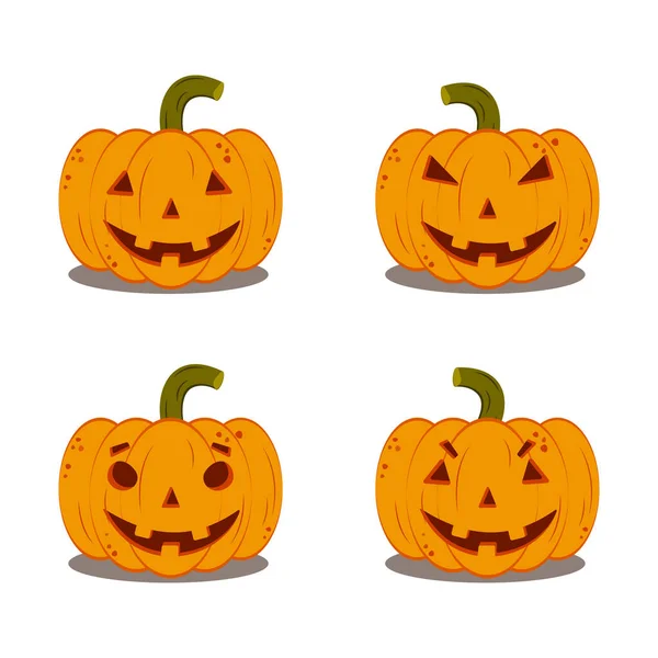 Set Orange Pumpkin White Background Your Design Holiday Halloween Vector — Stock Vector