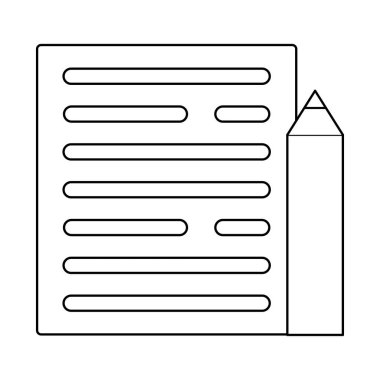 Notlar ve kalem simgesi karikatür, Sketch kağıt parçası üzerinde, notlar alarak, planları kavramı.