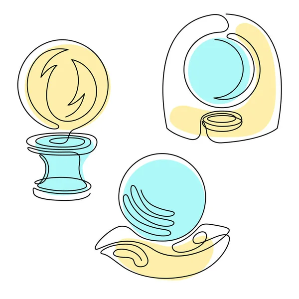 Falcılık ve kehanet, mistik bir aktivite alanı için izole edilmiş elementler. Sinsi anlatımlar ve cadılık simgeleri. Vektör illüstrasyonları