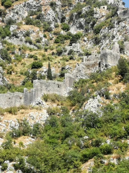 Muralhas Cidade Kotor Nas Colinas — Fotografia de Stock