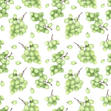 Beyaz arka plan üzerinde izole beyaz üzüm den yapılmış dikişsiz desen
