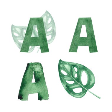 El çizilmiş suluboya A harfi 