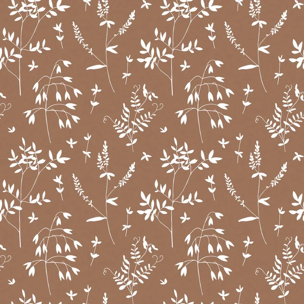 Brown background with white plants pattern