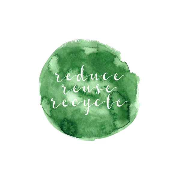 Étiquette Aquarelle Verte Avec Texte — Photo