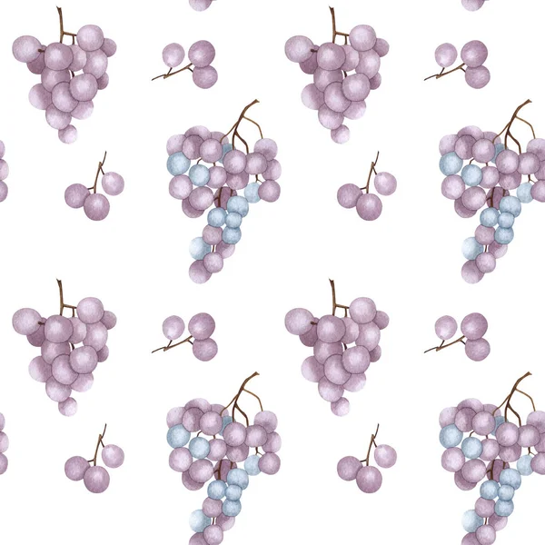Безшовний Візерунок Червоного Винограду Ізольований Білому Тлі — стокове фото