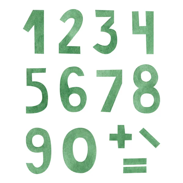 Beyaz Arka Planda Yalıtılmış Yeşil Sayılar — Stok fotoğraf