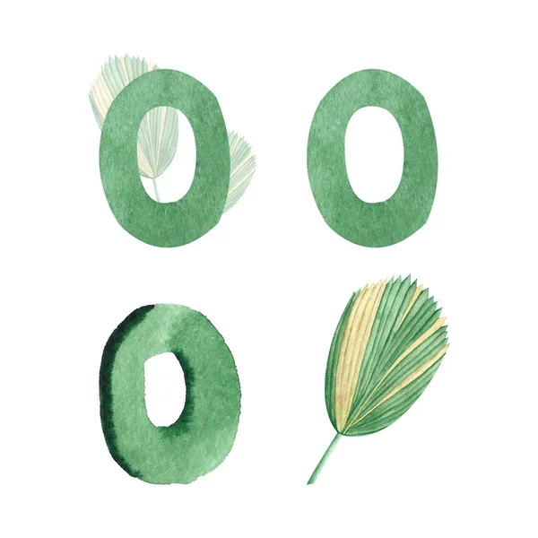 Πράσινες Υδατογραφίεςo Γράμματα Φύλλα — Φωτογραφία Αρχείου