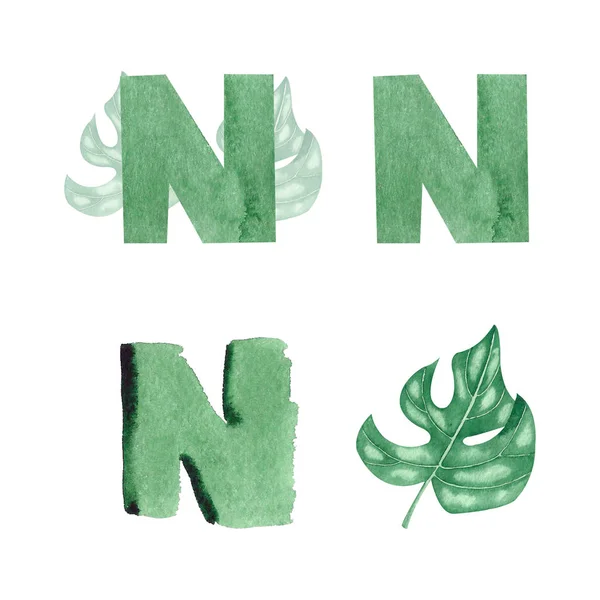 Διαφορετικά Πράσινα Γράμματα Απομονώνονται Λευκό Φόντο — Φωτογραφία Αρχείου