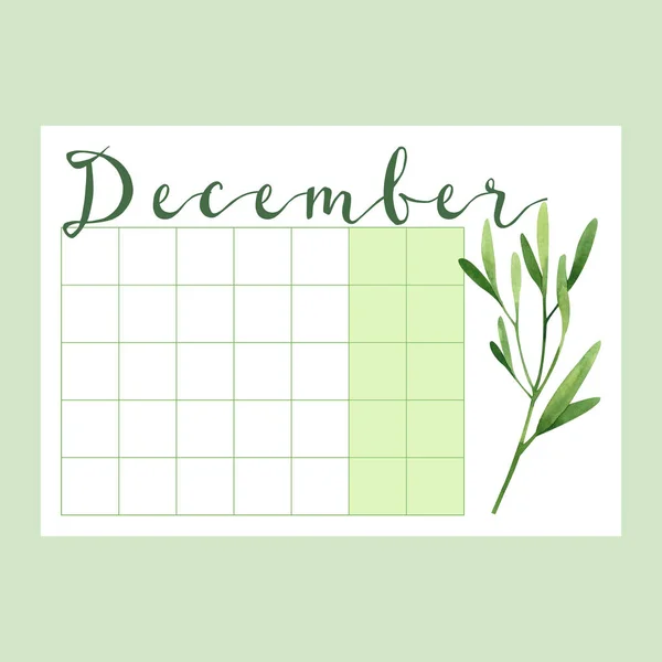 Calendario Del Mese Dicembre Foderato Con Erbe — Foto Stock