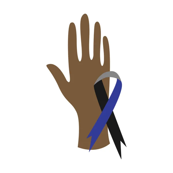 Czarne Życie Znaczenie Ludzka Ręka Symbol Wsparcia Dla Organów Ścigania — Wektor stockowy