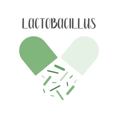 Laktübasil. Probiyotik. Laktik asit bakterisi. Bağırsak ve bağırsak florası sağlığı için iyi bakteri ve mikroorganizmalar. Vektör seti
