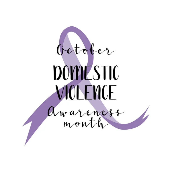 家庭暴力 紫色的意识带 杀戮女性 杀戮女性的概念 平面矢量图解 — 图库矢量图片