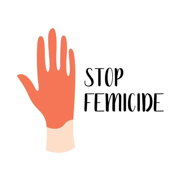 Hand Red Paint Blood Femicide Feminicide Concept Domestic Violence Flat — Stock Vector