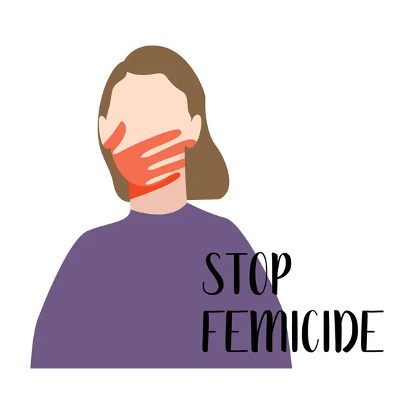 Mujer Con Una Huella Cara Femicidio Concepto Feminicidio Alto Violencia — Archivo Imágenes Vectoriales