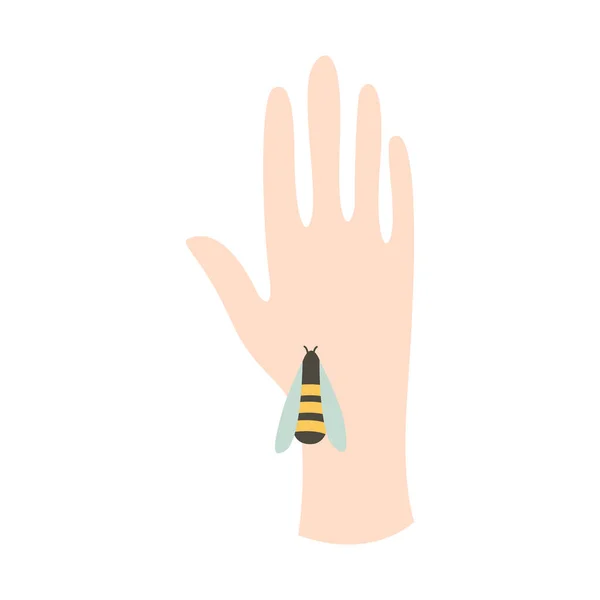 Apiterapia Alternatywna Medycyna Holistyczna Leczenie Użądleniami Pszczół Ręka Pszczołą Wektor — Wektor stockowy