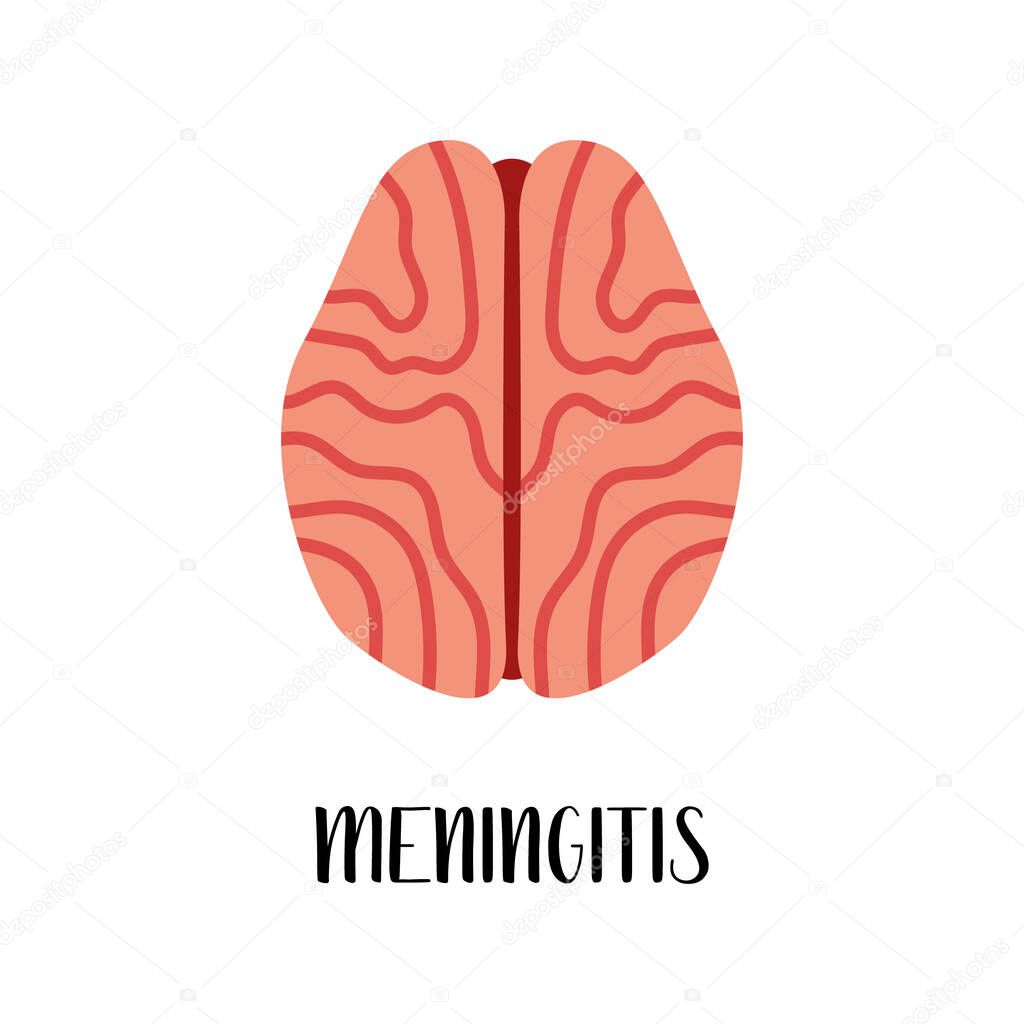 Meningitis. Brain diseases. Neurobiology. Vector flat illustration. Perfect for flyer, medical brochure, banner, landing page, website
