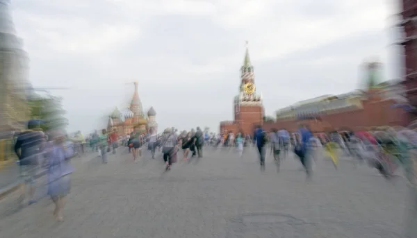 Rode Plein Moskou Wazig Achtergrond Met Het Effect Van Beweging — Stockfoto