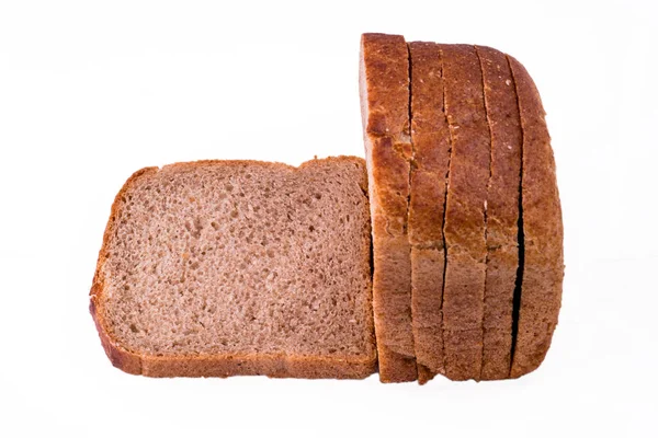 Chléb Chlebových Plátků Izolaci Bílém Pozadí — Stock fotografie