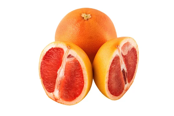 Grapefruit One Whole Two Halves — Stock Photo, Image