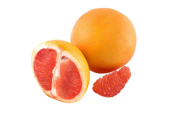 Whole Grapefruit Slices White Background Isolation — Stock Photo, Image