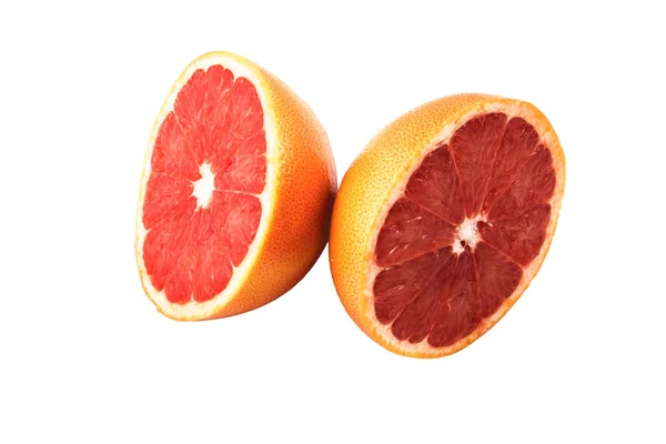 Two Halves Grapefruit White Background Isolation — Stock Photo, Image