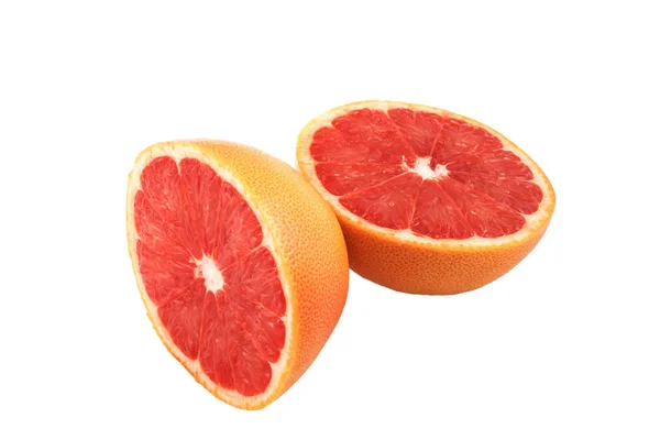 Two Halves Grapefruit White Background Isolation — Stock Photo, Image