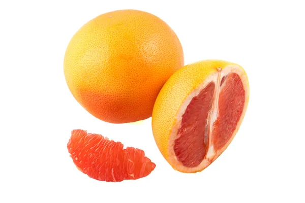 Whole Grapefruit Slices White Background Isolation — Stock Photo, Image