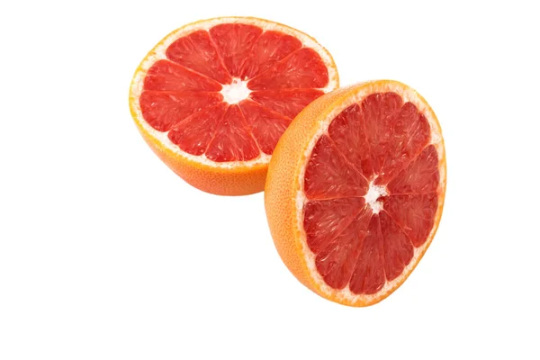 Two Halves Grapefruit White Background Isolation — Stock Photo, Image