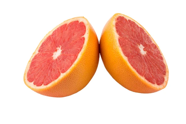 Two Halves Grapefruit White Background Isolation — Stock Photo, Image