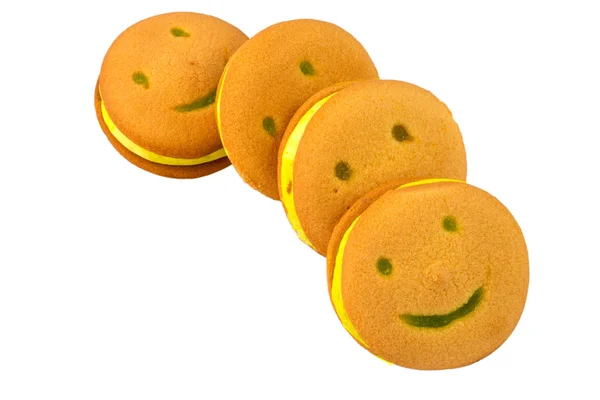 Galletas Forma Cara Sonriente Sobre Fondo Blanco — Foto de Stock