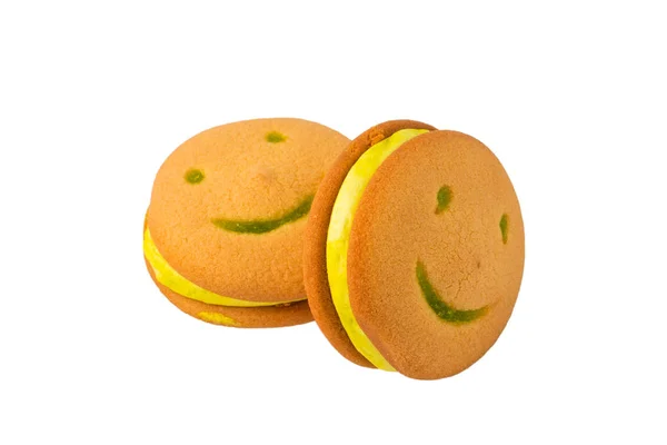 Galletas Forma Cara Sonriente Sobre Fondo Blanco —  Fotos de Stock