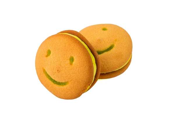 Печиво Формі Усміхненого Обличчя Білому Тлі — стокове фото