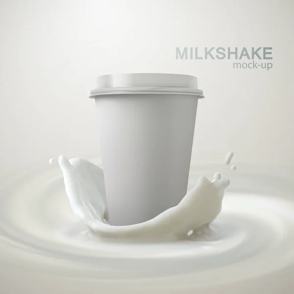 Бумажный молочный коктейль с брызгами молочной короны — стоковый вектор