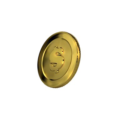 Dolar işaretli 3D altın sikke.