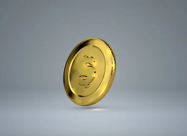 Moneda de oro 3d con signo de dólar . — Vector de stock