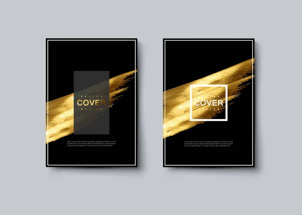 Design Couverture Luxe Noir Doré Illustration Vectorielle Artistique Brochure Dépliant — Image vectorielle