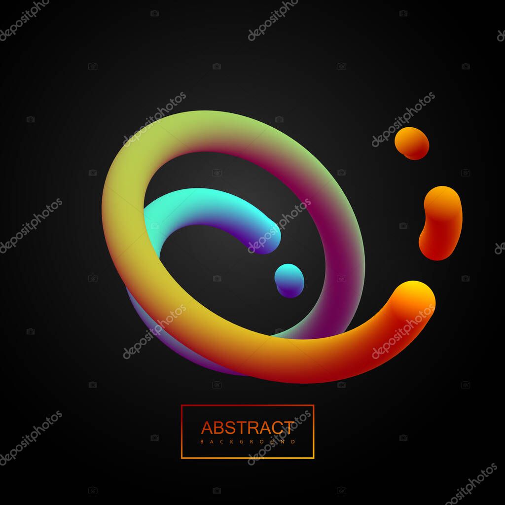 Abstract 3d colorful curved line. Vector artistic illustration. Vibrant gradient swirled stream. Liquid fluid color path. Creativity concept. Visual communication poster design