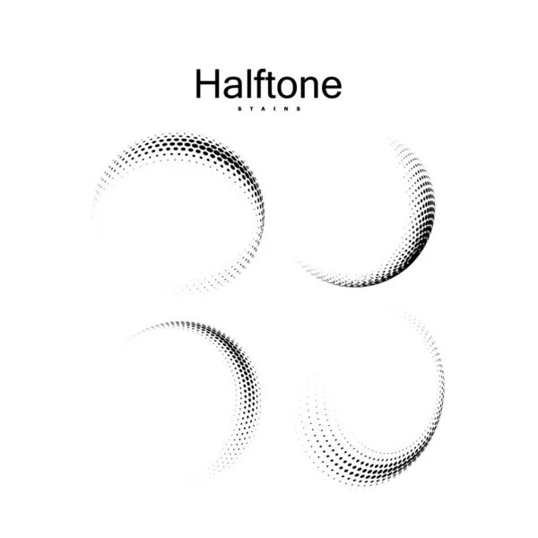 Halftone Gebogen Vormen Set Vector Halve Toon Bolvormige Beroertes Gevlekte — Stockvector