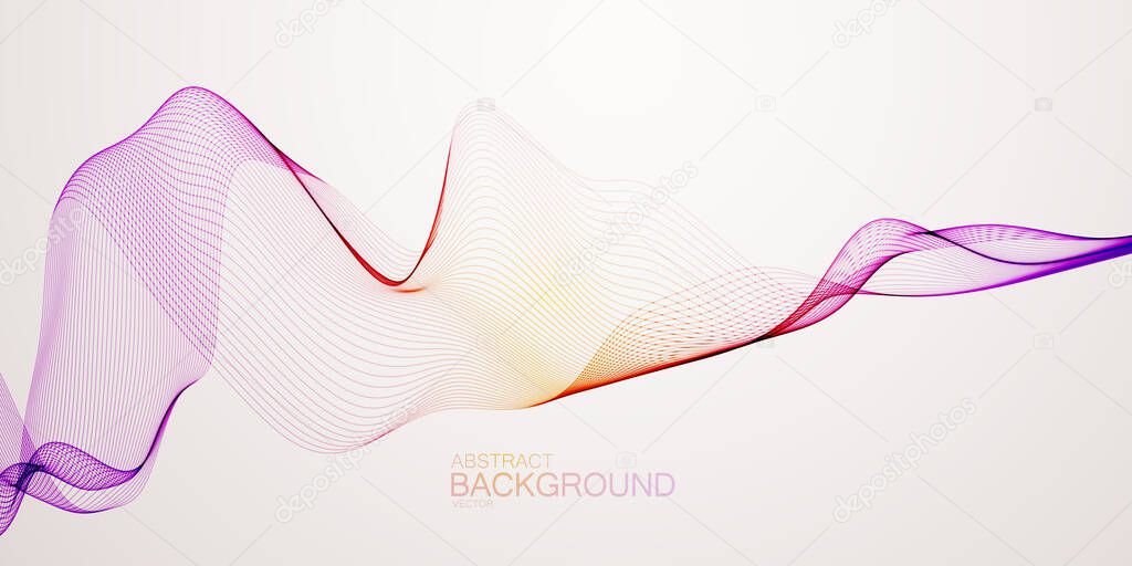 3D abstract colorful wireframe wave. Turbulented air flow. Creative vector illustration. Abstract background. Cover design template.