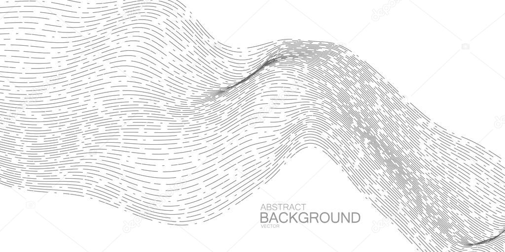 3D abstract digital stream of linear particles. Abstract vector illustration. Abstract background with dashed lines. Sound wave or signal transmission concept