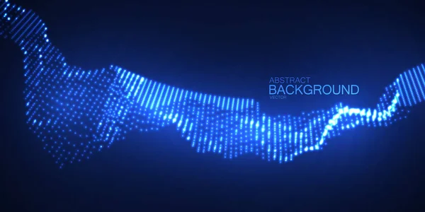 Onda Digital Partículas Neón Brillante Fondo Futurista Azul Abstracto Sustancia — Vector de stock