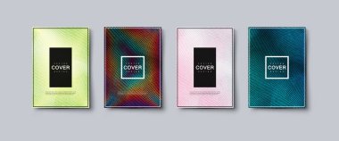 Soyut renkli kabartma desen kapağı tasarımı. Vektör yaratıcı illüstrasyon. Eğimli dalgalı çizgileri olan A4 kağıt boyunda posterler. Parti broşürleri. Markalaşma için kapak tasarımı