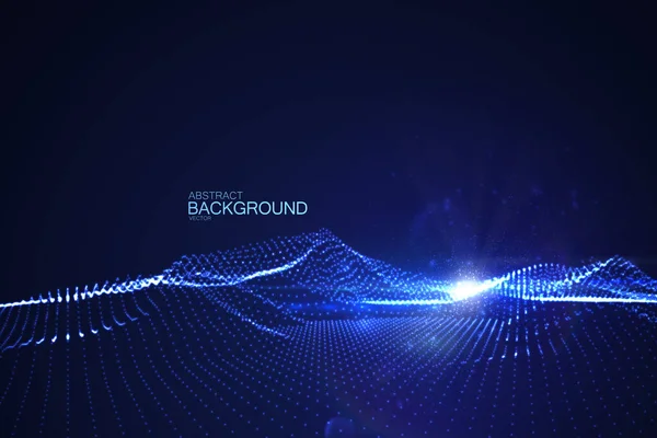 Paysage Cybernétique Lumineux Néon Avec Effet Lumière Fusée Éclairante Illustration — Image vectorielle
